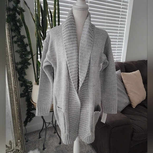 Charter Club Open Front Cardigan Sweater with front pockets and Heart pr… - Picture 1 of 8